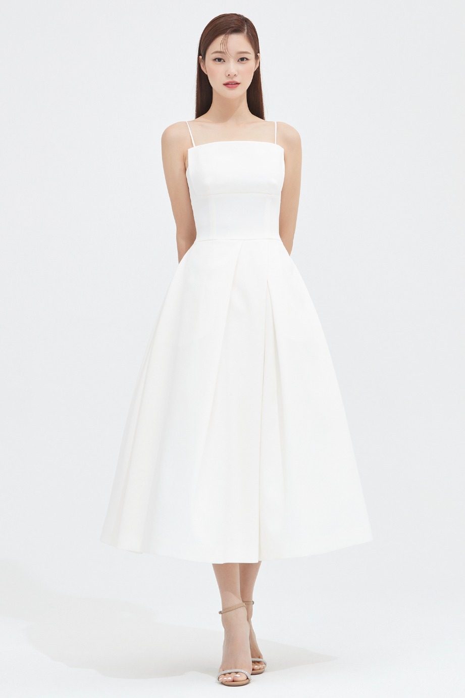 Lorde Lace Bust Flare Dress in White | LUCY IN THE SKY